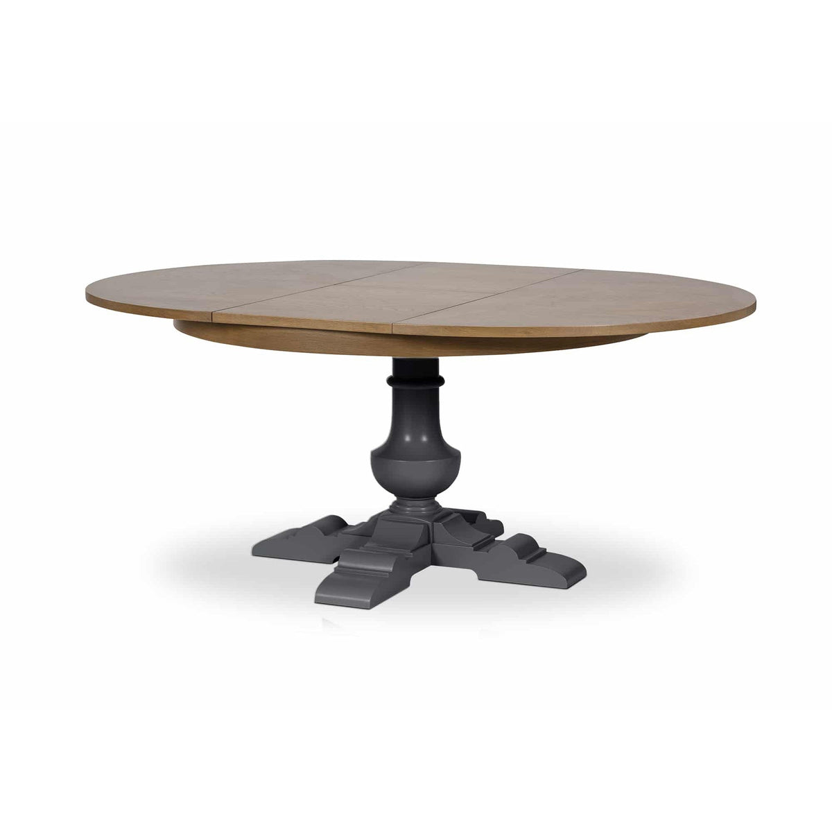 ARRADON Table Ronde à rallonge, pied balustre central